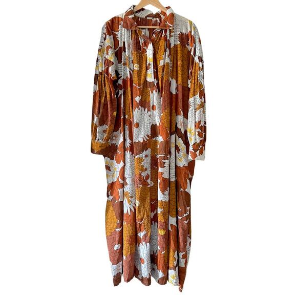 Dodo Bar Or Vyan Kaftan Maxi Dress in Loren Camel Retro Floral Size L - Picture 5 of 13